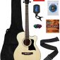 Vault 40-Inch Cutaway Acoustic Guitar - Natural Bundle with Gig Bag