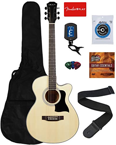 Vault 40-Inch Cutaway Acoustic Guitar - Natural Bundle with Gig Bag