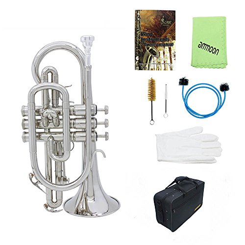 Professional Bb Flat Cornet Brass Instrument with Carrying Case Gloves Cleaning Cloth Brushes