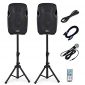 AKUSTIK Dual 2-Way Powered PA Speaker System, Portable DJ Speaker