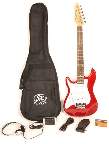 Left Handed Electric Guitar 1/2 Size (34 Inch) Red w/Pocket Amp