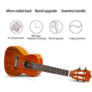 GECKO Ukulele Concert Acacia (KOA) Polished 23 inch Ukulele - Image 4