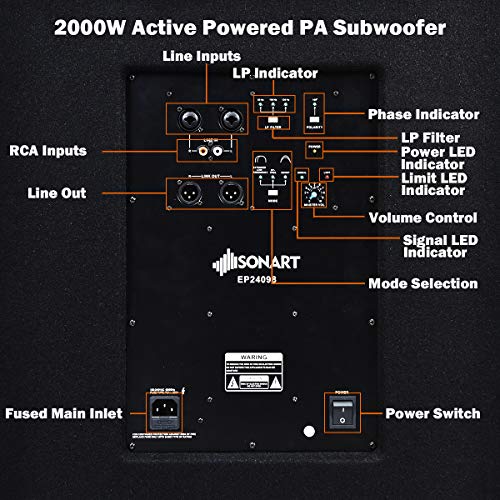 Costzon 2000 Watts 15" Active Powered PA DJ/Pro Subwoofer