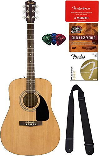 Fender Dreadnought Acoustic Guitar - Natural Bundle