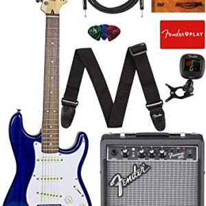 Squier by Fender Short Scale (24") Stratocaster - Transparent Blue Bundle