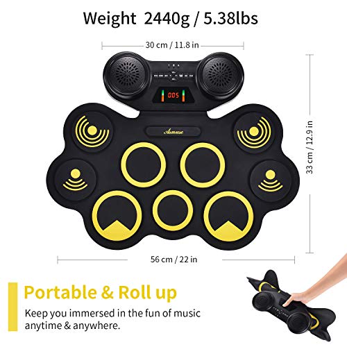 Asmuse Portable Electric Drum Set 9 Pads Built-in Dual Speaker Portable