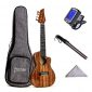 Deviser Concert Ukulele 23inch Cutaway Thin Body Travel Ukelele kit