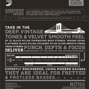 D'Addario 5-String Tapewound Bass Guitar Strings - Image 2