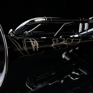Glory Black Nickel With engraved flowers, Brass Bb Trumpet with Pro Case +Care Kit - Image 4