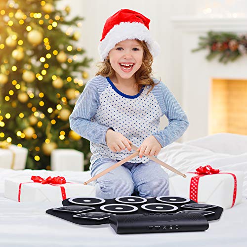 Ohuhu 9-Pad Roll-Up Drum Kit with Built-In Speakers