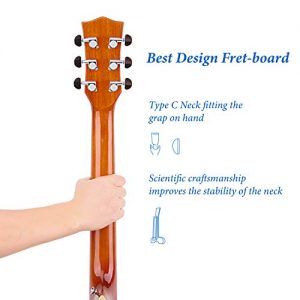 Acoustic Guitar, Glossy Guitar Cutaway 41in Full-Size All-Wood Beginner - Image 4