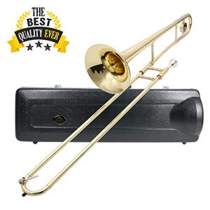 EASTROCK Bb Tenor Slide Trombone Brass for Student,Beginner-Standard Trombone with Hard Case Mouthpiece Cleaning Kit (7.874" Bell)