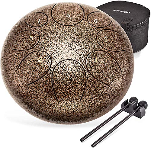 Asmuse Steel Tongue Drum 8 Notes 10 Inch Pan Drum Percussion Steel