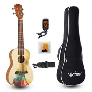 VIVICTORY Concert Ukulele 23 Inch Spruce Mahogany and Painting - Image 2