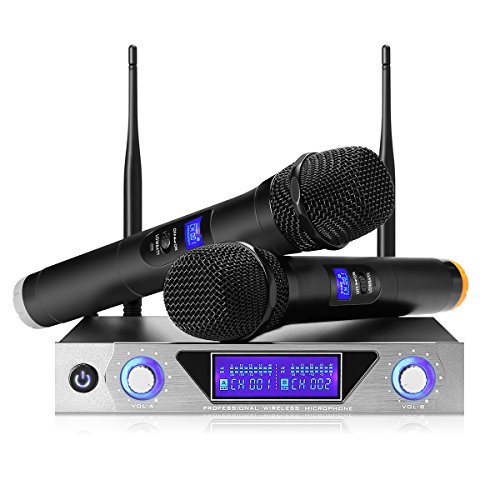 NASUM UHF Dual Channel Professional Handheld Wireless Microphone System ...