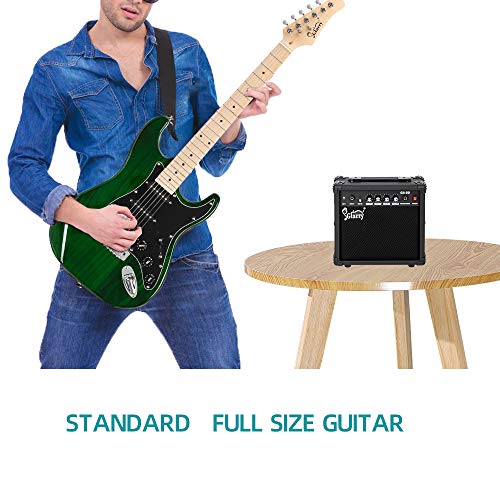 Strum in Style: Glarry 39" Full Size Electric Guitar for Music Lovers with 20W Amp and Accessories Pack, Including Guitar Bag (Green)