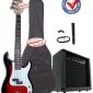 Crescent Electric Bass Guitar Starter Kit - Redburst Color