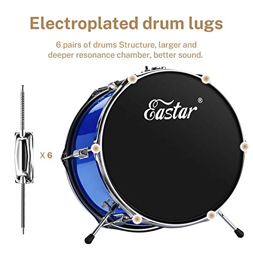 Eastar 14 inch Kids Drum Set Real 3 Pieces with Throne