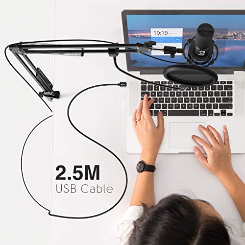 USB Microphone Kit - Studio-Grade Condenser Mic with Adjustable Scissor Arm Stand, Shock Mount, and Bonus Accessories! ??