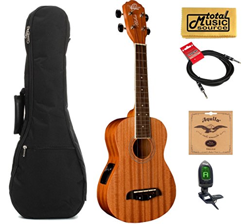 Oscar Schmidt OU2TE Tenor Electric Ukulele, All Mahogany w/Padded Gigbag