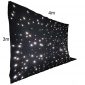 Stage Backdrop 3m x 4m Fireproof Black Fabric White LED Star Curtain