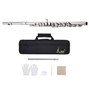 ammoon Concert Flute Silver Plated 16 Holes C Key