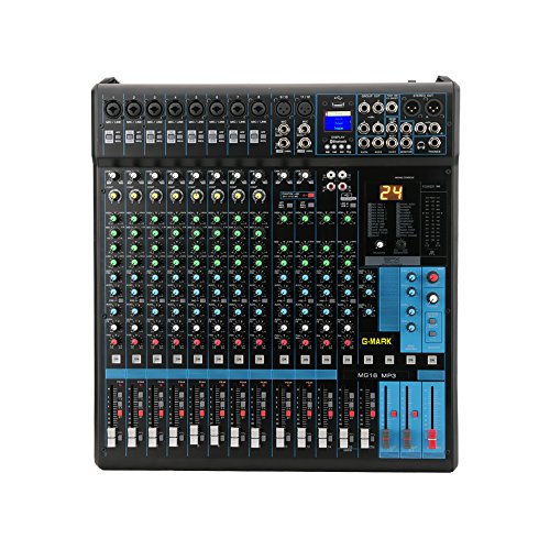 G-MARK MG16MP3 16-Channel Professional Audio Mixer – High-Quality Sound, Bluetooth & USB Interface