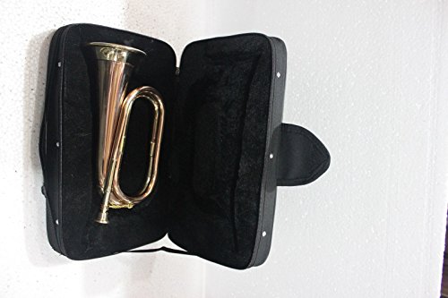 Queen Brass Bugle Brass With Bugle Instrument W/Case Gold