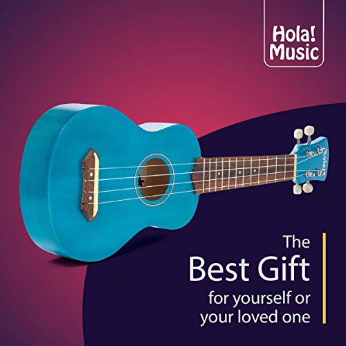 Hola! Music HM-21BU Soprano Ukulele Bundle - Vibrant Blue with Canvas Tote, Strap & Picks for Beginners
