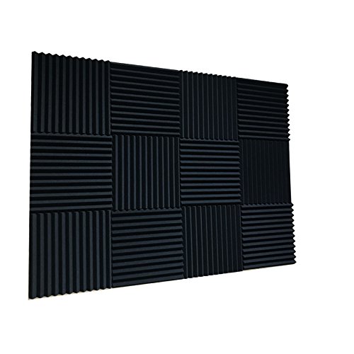 48 Pack BLACK Acoustic Foam Panel Wedge Studio Soundproofing Wall Tiles ...