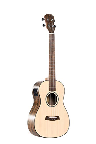 Caramel Solid Spruce Top Butterfly Bocote Baritone Acoustic & Electric Ukulele