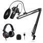 USB Microphone with Studio Headphone Set