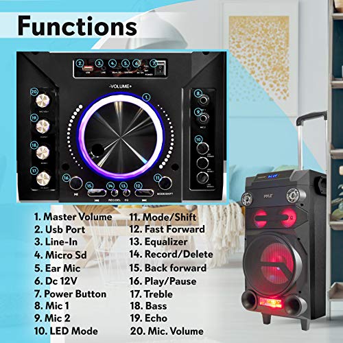 Pyle Outdoor Portable Wireless Bluetooth Karaoke PA Loud speaker