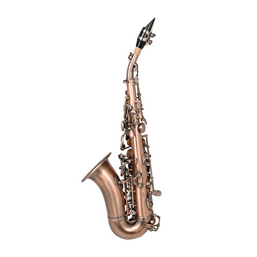 MeterMall Useful for S97 Saxophone High Pitch Small Curved Tube Retro Style Soprano Sax Brass Musical Instrument with Cloth Case