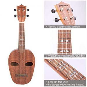SanDona Soprano Ukulele 21 Inch Kit ET-1 | Hawaiian Carved 2 Sound Holes - Image 4