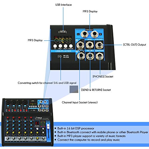 6-Ch. Bluetooth Studio Mixer: Ultimate Audio Mixing Console with USB, Bluetooth, and DSP FX! ??️