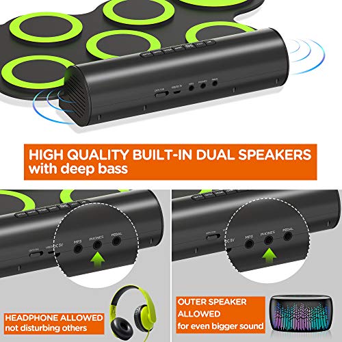 Portable Professional Electronic Drum Set - ORASANT Roll-Up Drum Kit with Built-in Speakers & Rechargeable Battery
