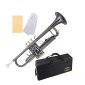 Glory Black Nickel With engraved flowers, Brass Bb Trumpet with Pro Case +Care Kit