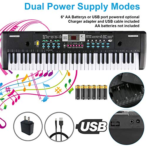 61 Keys Keyboard Piano, Electronic Digital Piano with Built-In Speaker