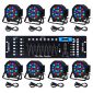 CO-Z LED Par Lights 18x3W Pack of 8 pcs RGB DJ Stage Party Light System