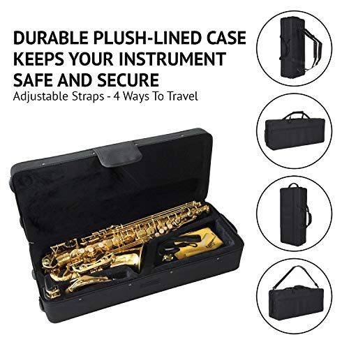 LyxJam Alto Saxophone - E Flat Brass Sax Beginners Kit, Mouthpiece, Neck Strap