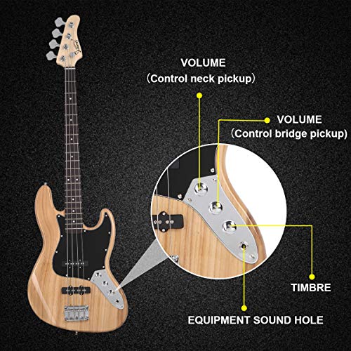 Get Into the Groove: Glarry GJazz Electric Bass Guitar - Full Size, Right-Handed, Burly Wood Finish, Complete Beginner Kit