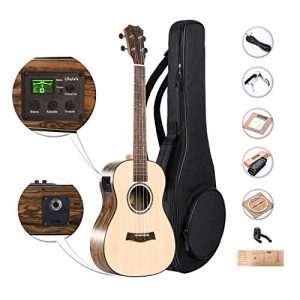 Caramel Solid Spruce Top Butterfly Bocote Baritone Acoustic & Electric Ukulele