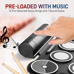 Pyle Electronic Roll Up MIDI Drum Kit W/ 9 Electric Drum Pads - Image 4
