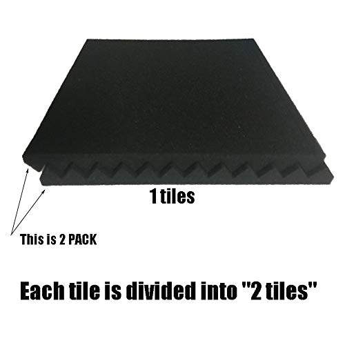 48 Pack BLACK Acoustic Foam Panel Wedge Studio Soundproofing Wall Tiles