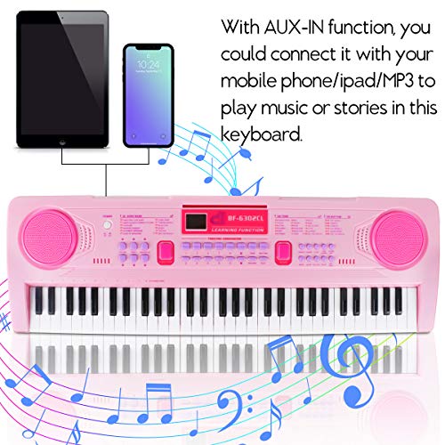 WOSTOO 61 Key Piano Keyboard – Portable Electronic Kids Keyboard with Microphone & Teaching Functions