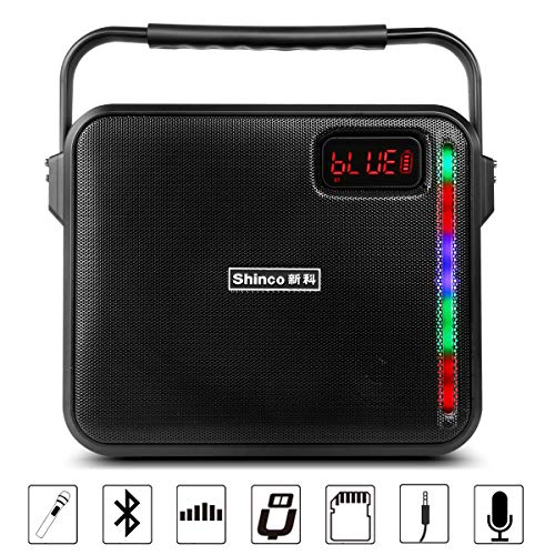 Shinco Portable PA System - Battery Powered Speaker with 2 UHF Wireless Microphones for Dynamic Events and Gatherings