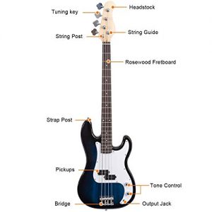 Safstar Electric Bass Guitar Full Size 4 Strings with Amp Cord Strap Carrying Bag - Image 3