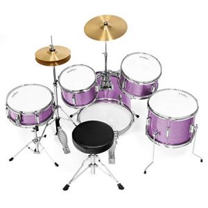 Ashthorpe 5-Piece Complete Kid's Junior Drum Set with Genuine Brass Cymbals - Image 3