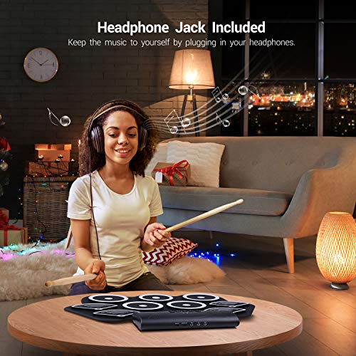Ohuhu 9-Pad Roll-Up Drum Kit with Built-In Speakers